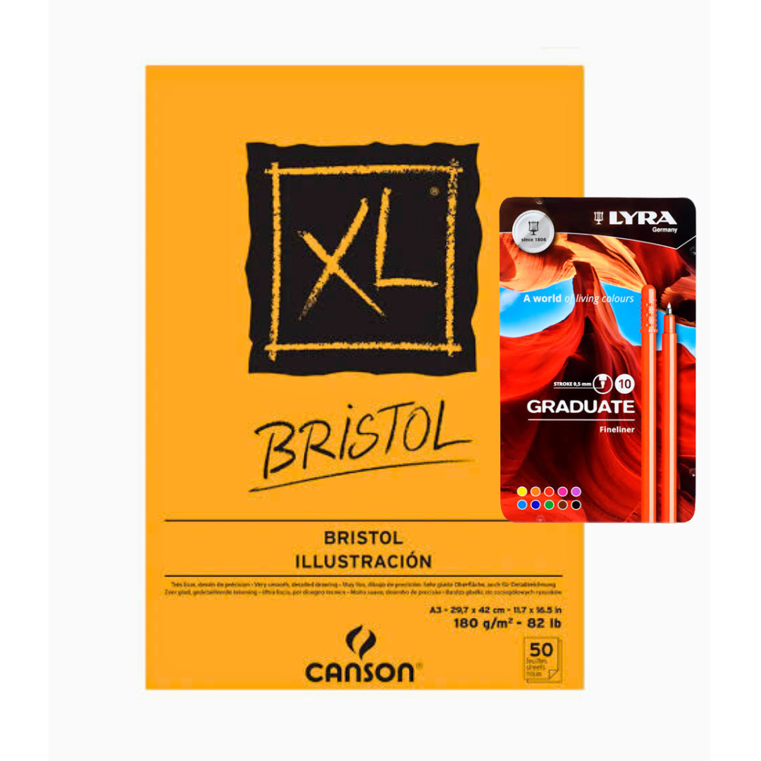 Set Bloc Canson XL Bristol liso 29.7x42cm + rotuladores