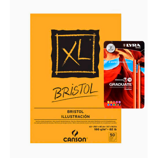 Set Bloc Canson XL Bristol liso 29.7x42cm + rotuladores