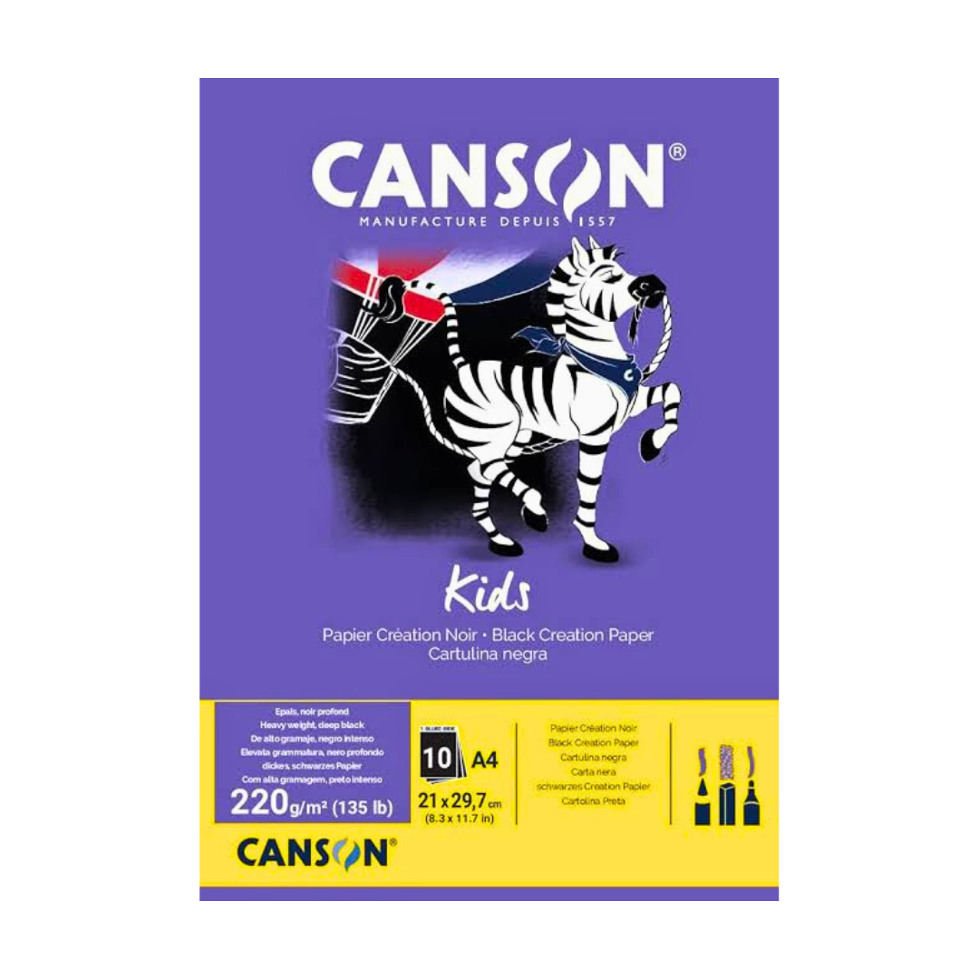 Bloc Canson Kids cartulina negra A4 220gr