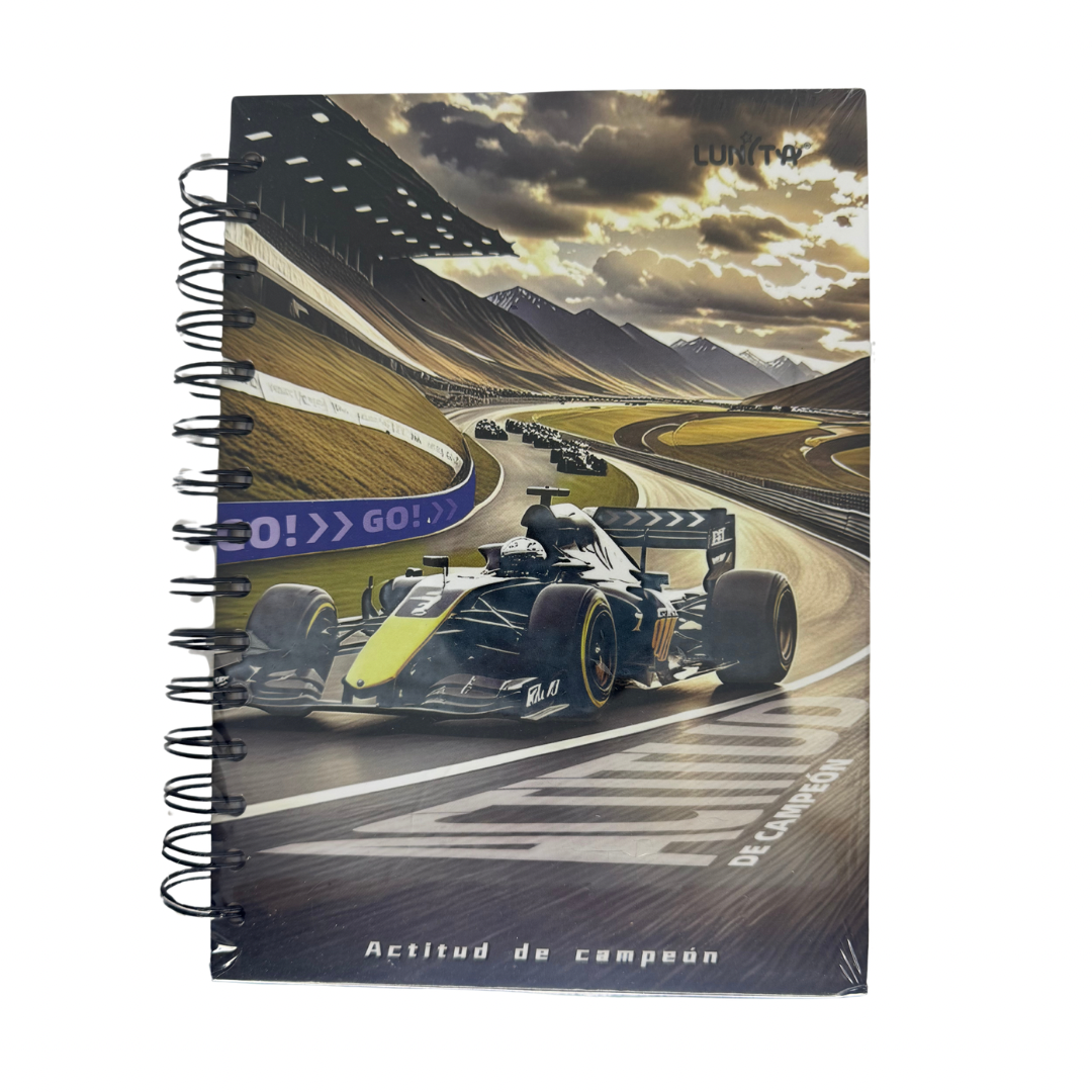 Cuaderno carros A5 de puntos con espiral 200hjs