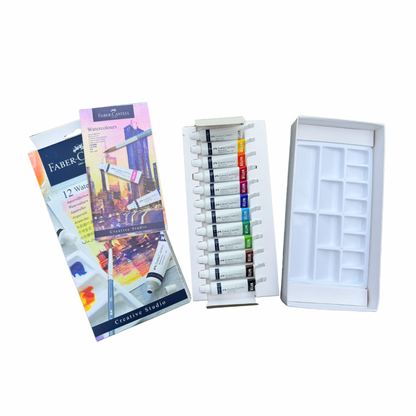 Acuarelas en tubo Faber Castell con 12 + godete