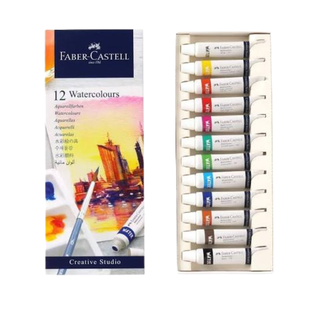 Acuarelas en tubo Faber Castell con 12 + godete