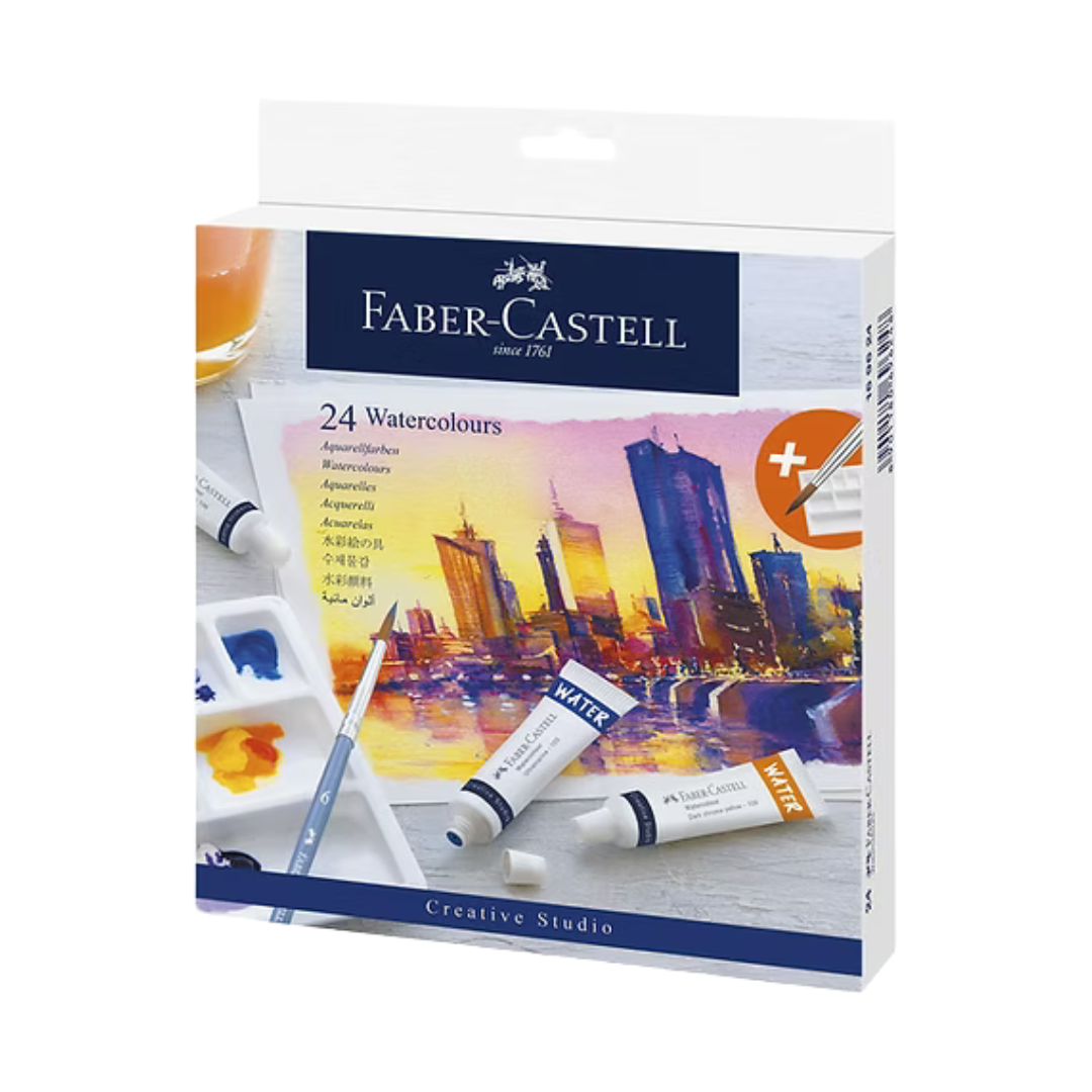 Acuarelas en tubo Faber Castell con 24 + godete