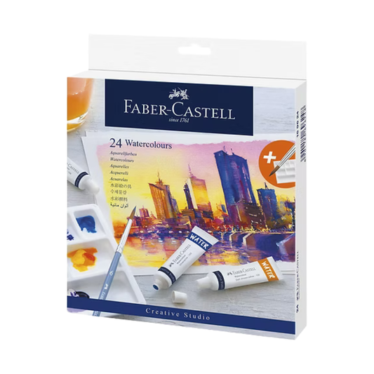 Acuarelas en tubo Faber Castell con 24 + godete