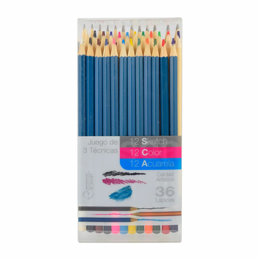 Estuche de lápices rodart con 36 piezas