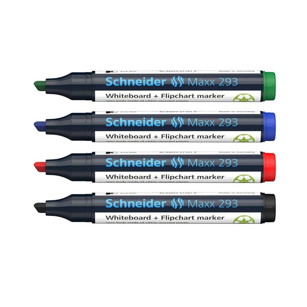 Paquete de marcadores para pizarrón c/4 Maxx 293 Schneider