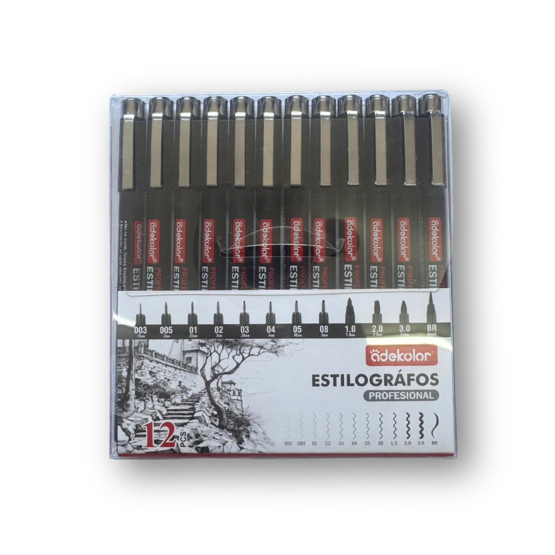 Set de estilógrafos adekolor con 12