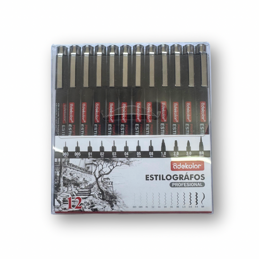 Set de estilógrafos adekolor con 12