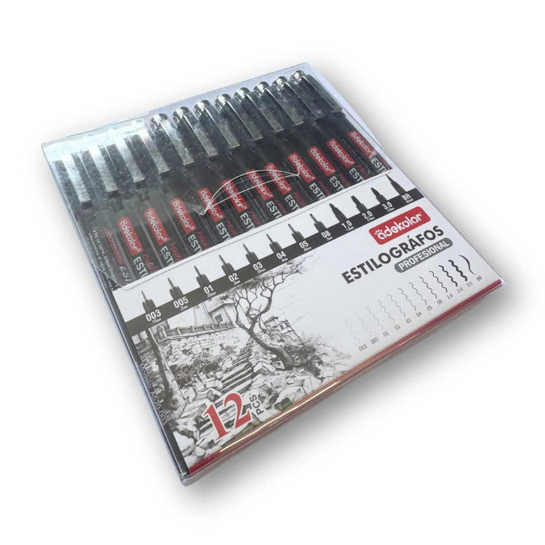 Set de estilógrafos adekolor con 12