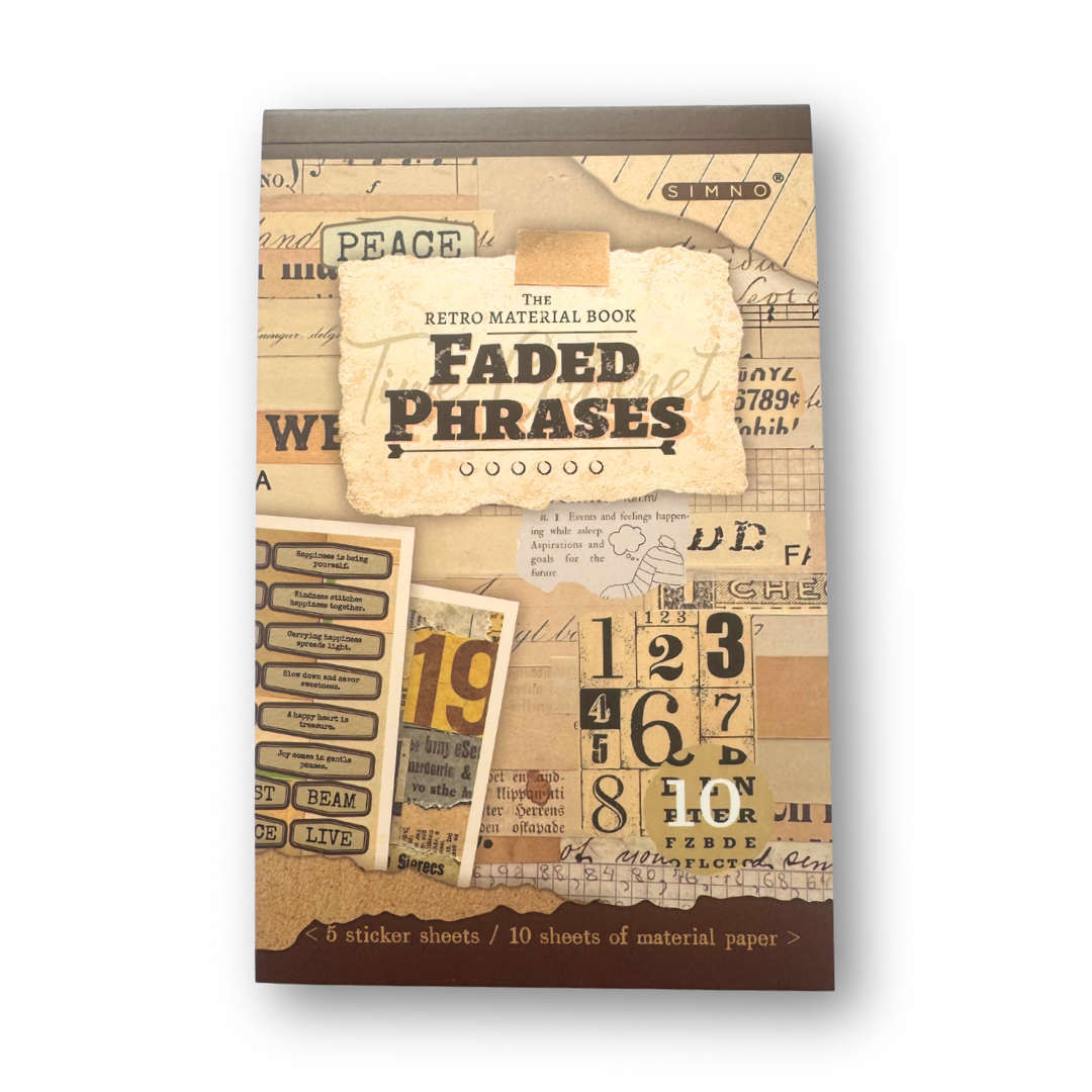 Revista de Stickers con hojas decoradas faded phrases