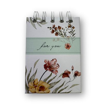 Libreta espiral A7 de rayas flores