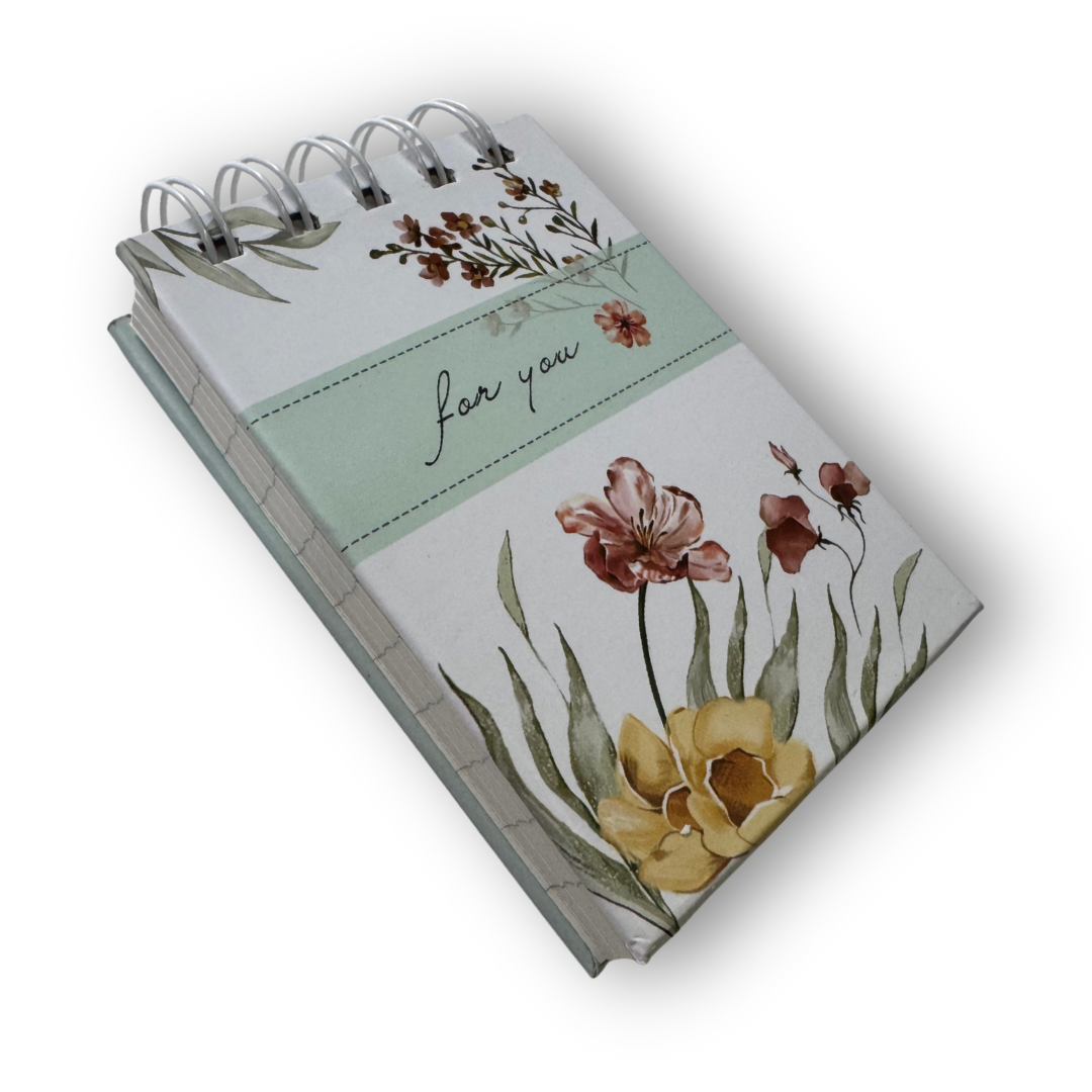 Libreta espiral A7 de rayas flores