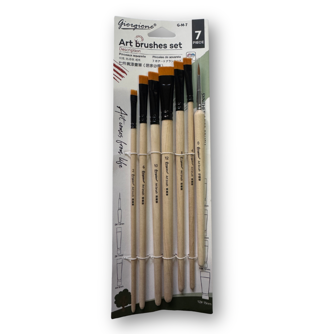 Set con 7 pinceles Giorgione planos cerda corta + delineador