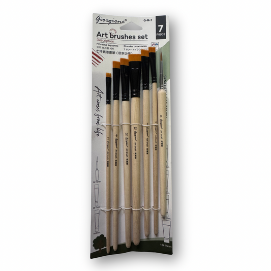 Set con 7 pinceles Giorgione planos cerda corta + delineador