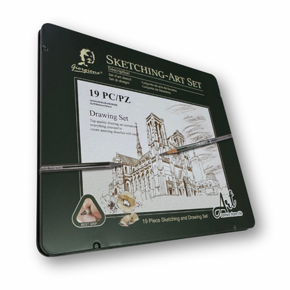 Set de lápices de grafito c/19 caja metálica