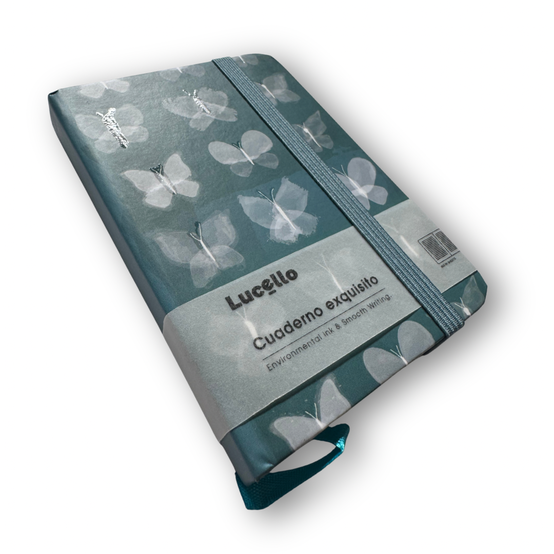 Libreta cosida A7 de rayas con liga butterfly