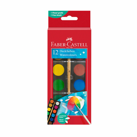 Estuche de 12 acuarelas Faber Castell 24mm+pincel