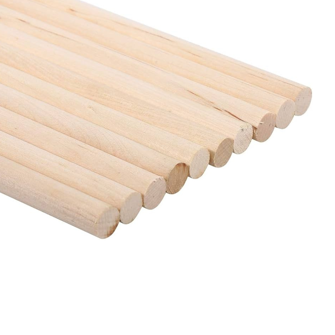 Paquete Palos redondos de madera de 0.8cm x 30cm c/6