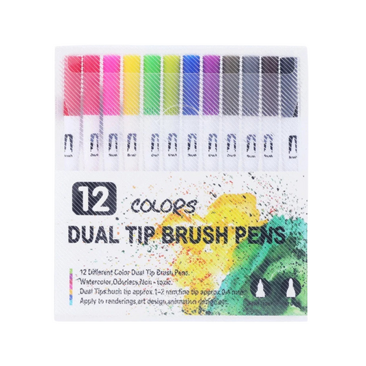 Plumones dual tip con 12
