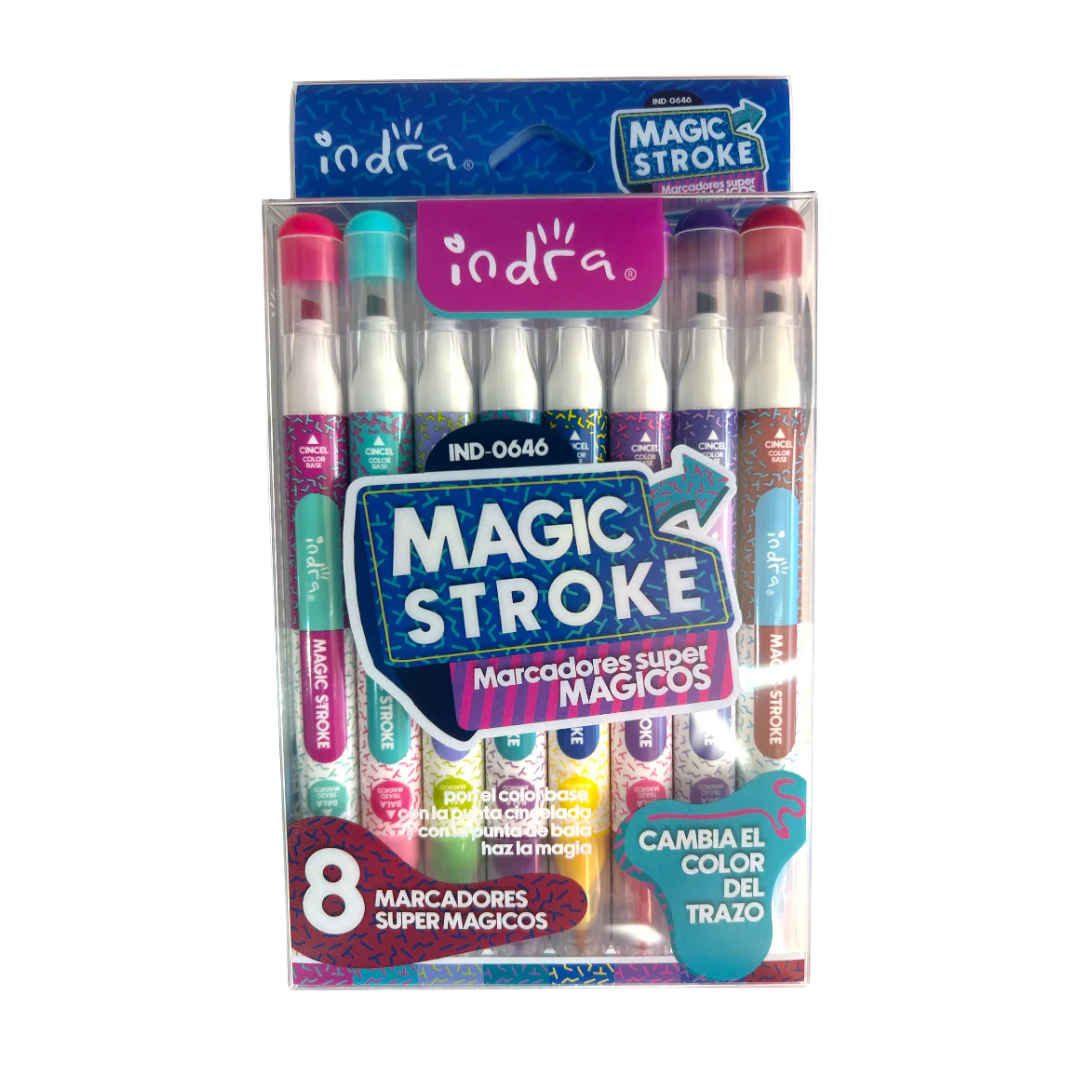 Plumones mágicos magic stroke con 8 Indra