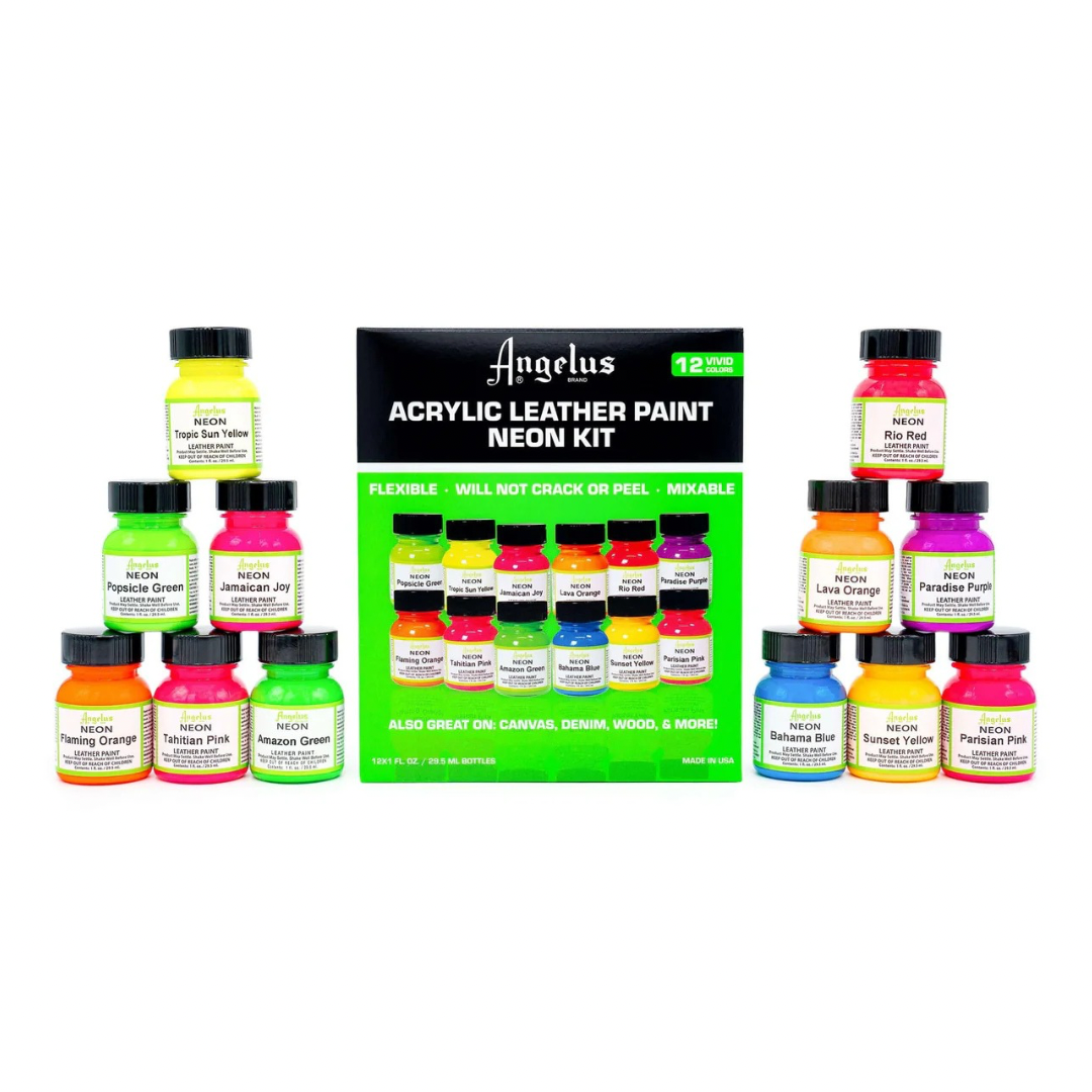 Set 12 pinturas Angelus neón acrílicas