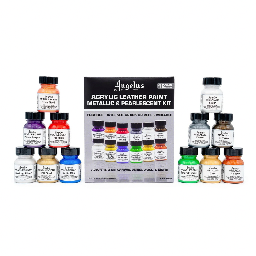 Set 12 pinturas Angelus metalizadas y perladas