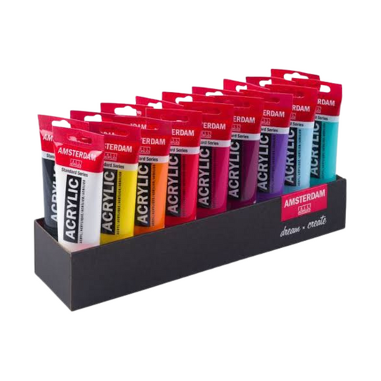 Set de acrílicos Ámsterdam con 18 pinturas de 120ml