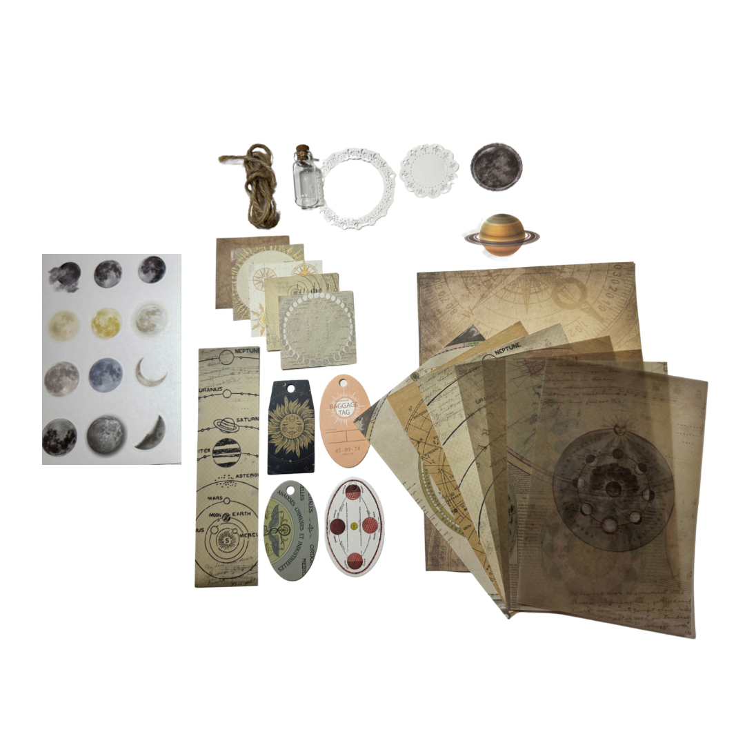 Set de stickers y hojitas con frasco