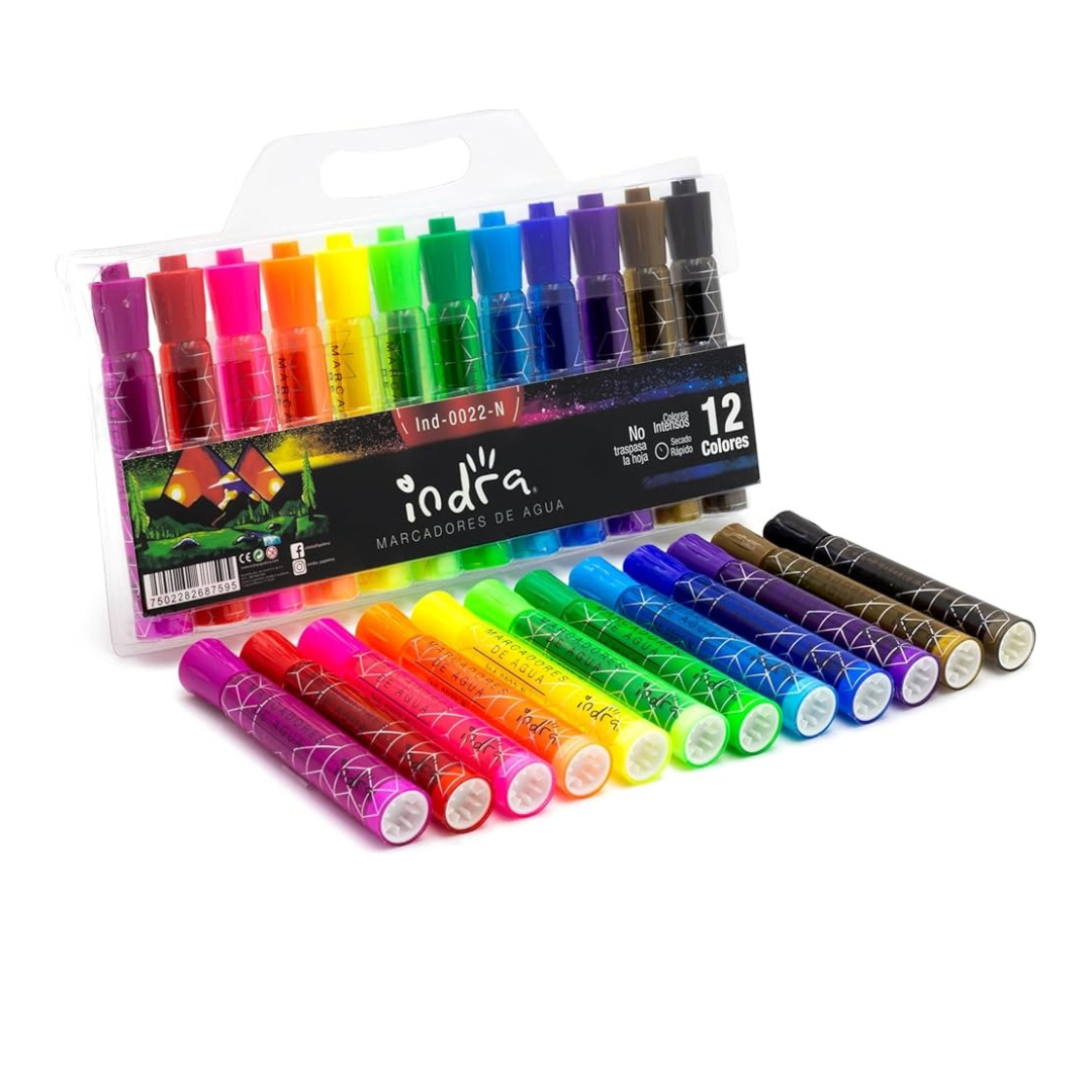 Set de marcadores de agua punta cincel con 12 piezas