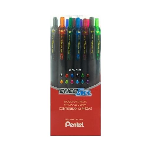 Set de 12 bolígrafos de gel Pentel Energel BL437R1 0.7mm de colores