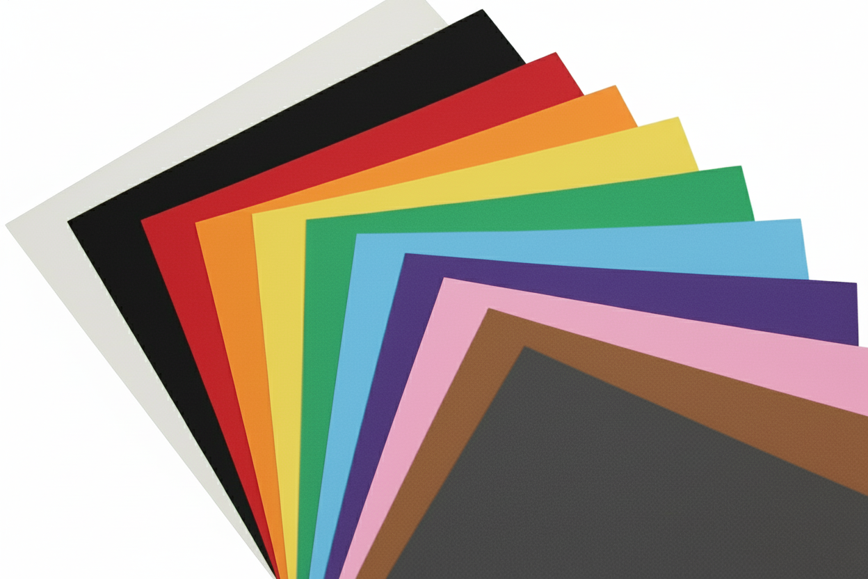 crea una imagen de pliegos de cartulinas de los colores que están en las variantes de este producto